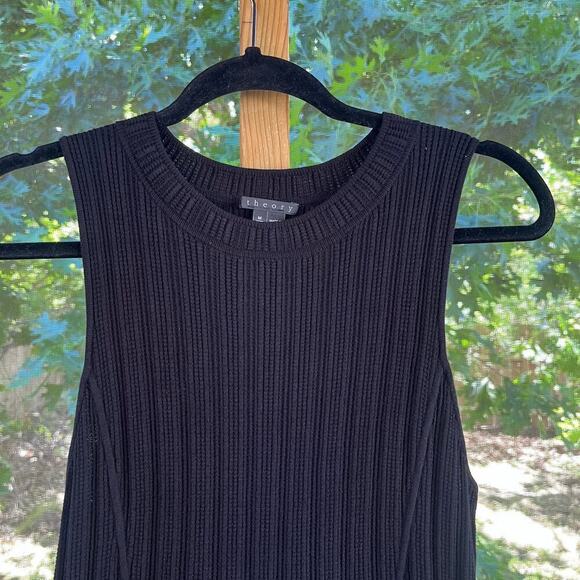 Theory Chloh Enchanted Ribbed Stretch Knit Dress Black Size M - Picture 3 of 10